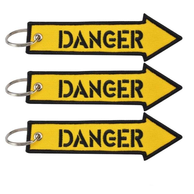 Scoateți înainte de zbor galben pericol broderie scrisoare breloc șnur cheie