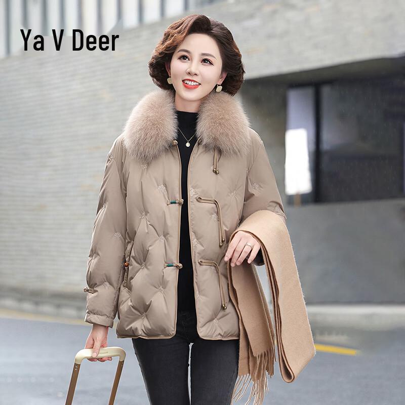 Yalu Women s Lightweight Down Jacket with Fox Fur Collar 2XL