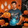 Men's Halloween Printed Short Sleeve Neck T-Shirt for Party Costume