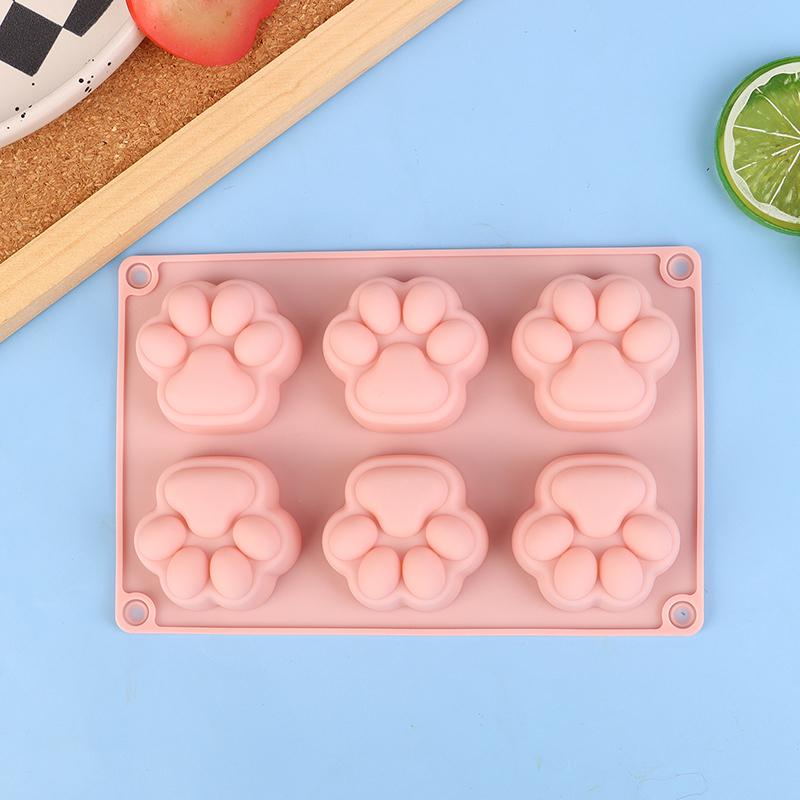 2/6 Cavity Cat Paw Silicone Soap Mold Animal Candle Resin Plaster Mold Diy Chocolate Jelly Cake Ice Cube Making Desk Decor Gift