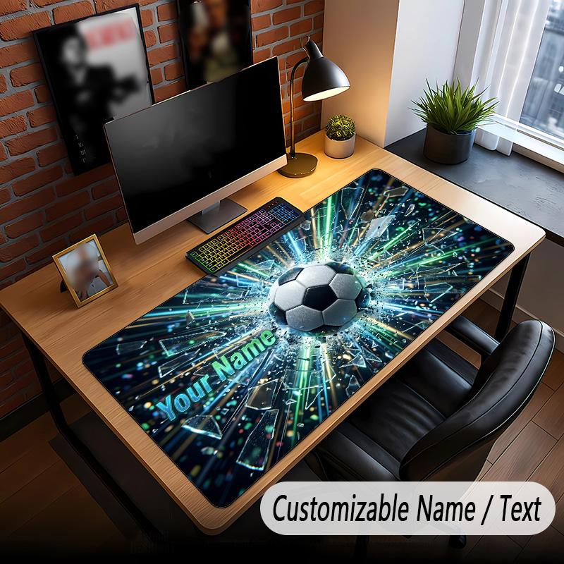 Soccer Theme Custom Mouse Pad Personalized With Name Text Customized Desk Mat For Office Home Decor