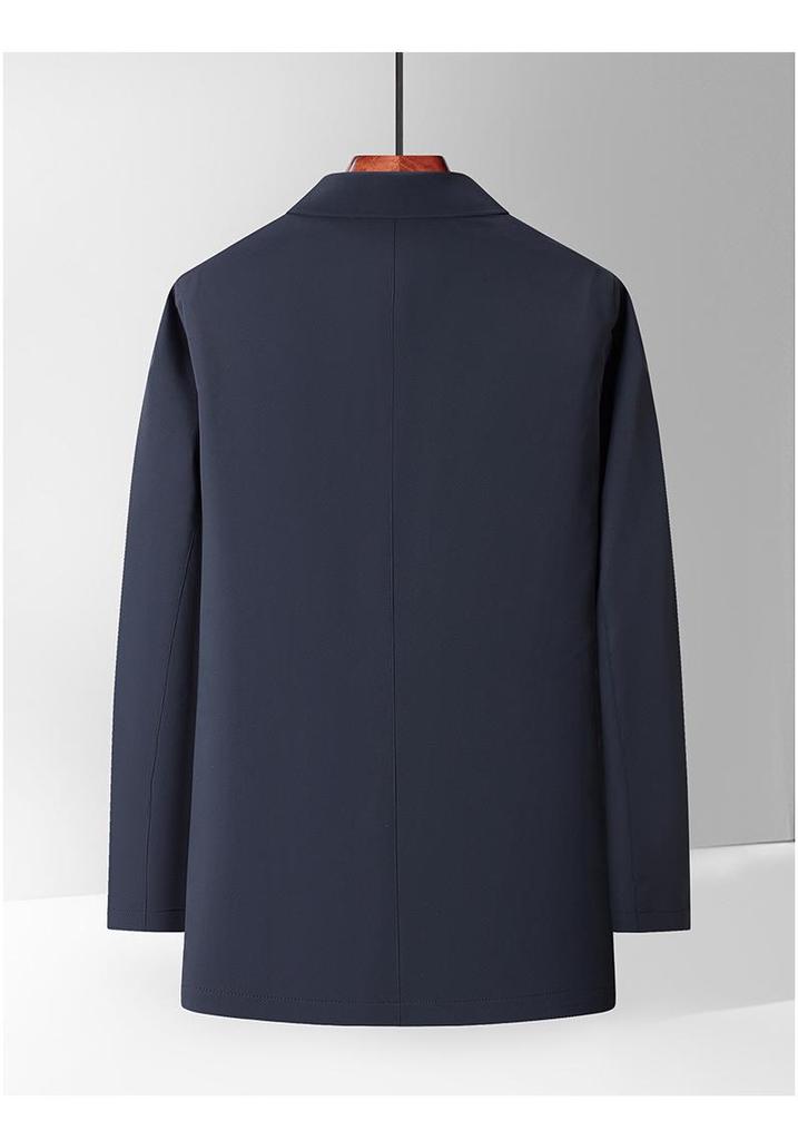Mid-Length Lapel Business Casual Windbreaker for Men - Spring/Autumn Collection