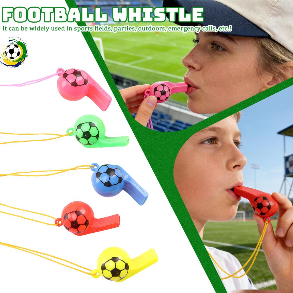 Football Fans Plastic Whistles Bulks With Lanyard Loud Crisp Sound Sports Whistle For Birthday Party Bag Fillers Referees Coaches Survivals