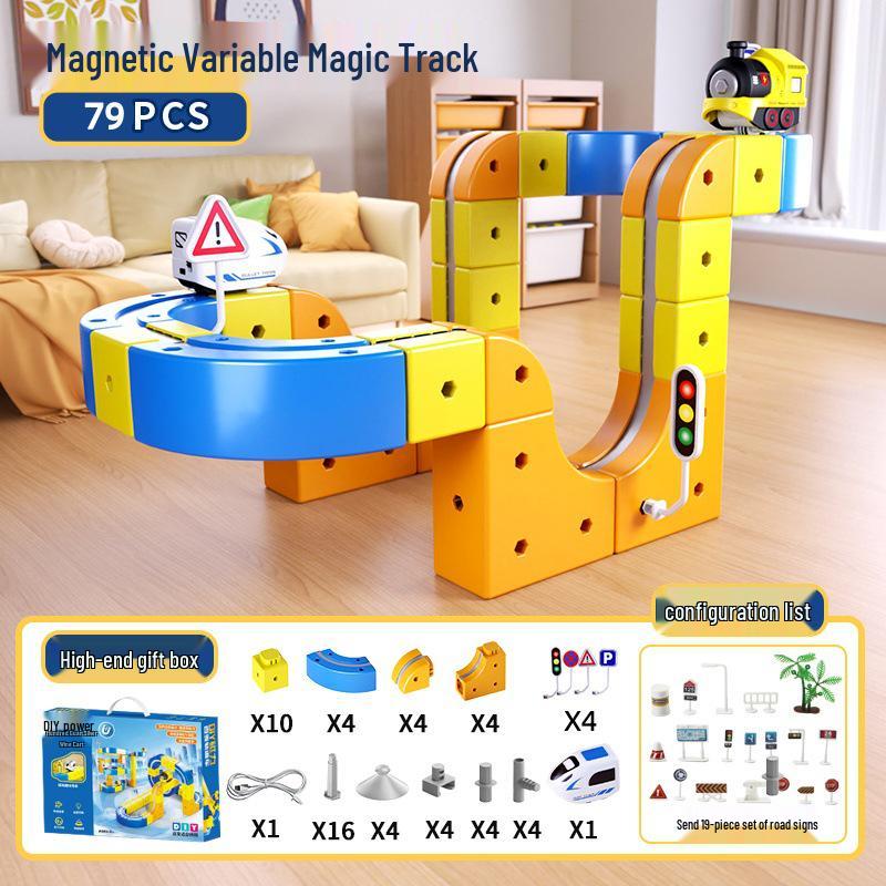 International Children's Educational Magnetic Building Blocks High-speed Rail Toy Train.
