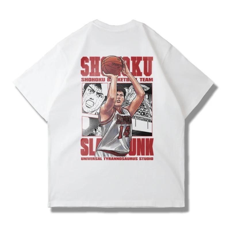 Japanese Anime Slam Dunk Master Big Movie Blockbuster Short Sleeve T-shirt Summer Loose 100% Cotton Sakura Ikebana