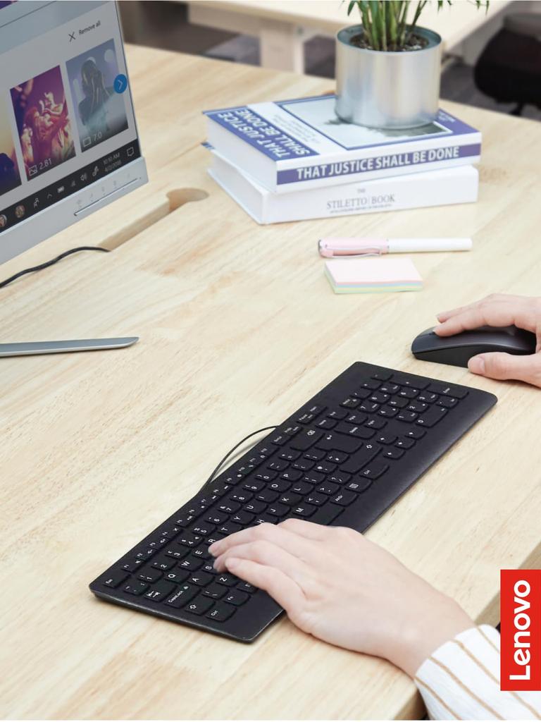 Lenovo 300 USB Wired Keyboard with Adjustable Tilt, Ergonomic Design, for Windows 7/8/10, GX30M39655, Black