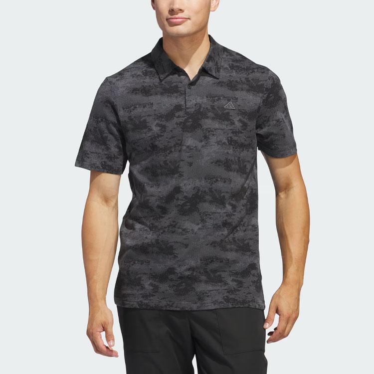 Adidas Go-To Printed Mesh Polo Shirt Tie-Dye Golf Short Sleeve Men Polo Shirts Black IN6413