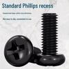 Black Plated Cross Pan Head Machine Screws for Electronics and Household Repair - Sizes M2 to M6