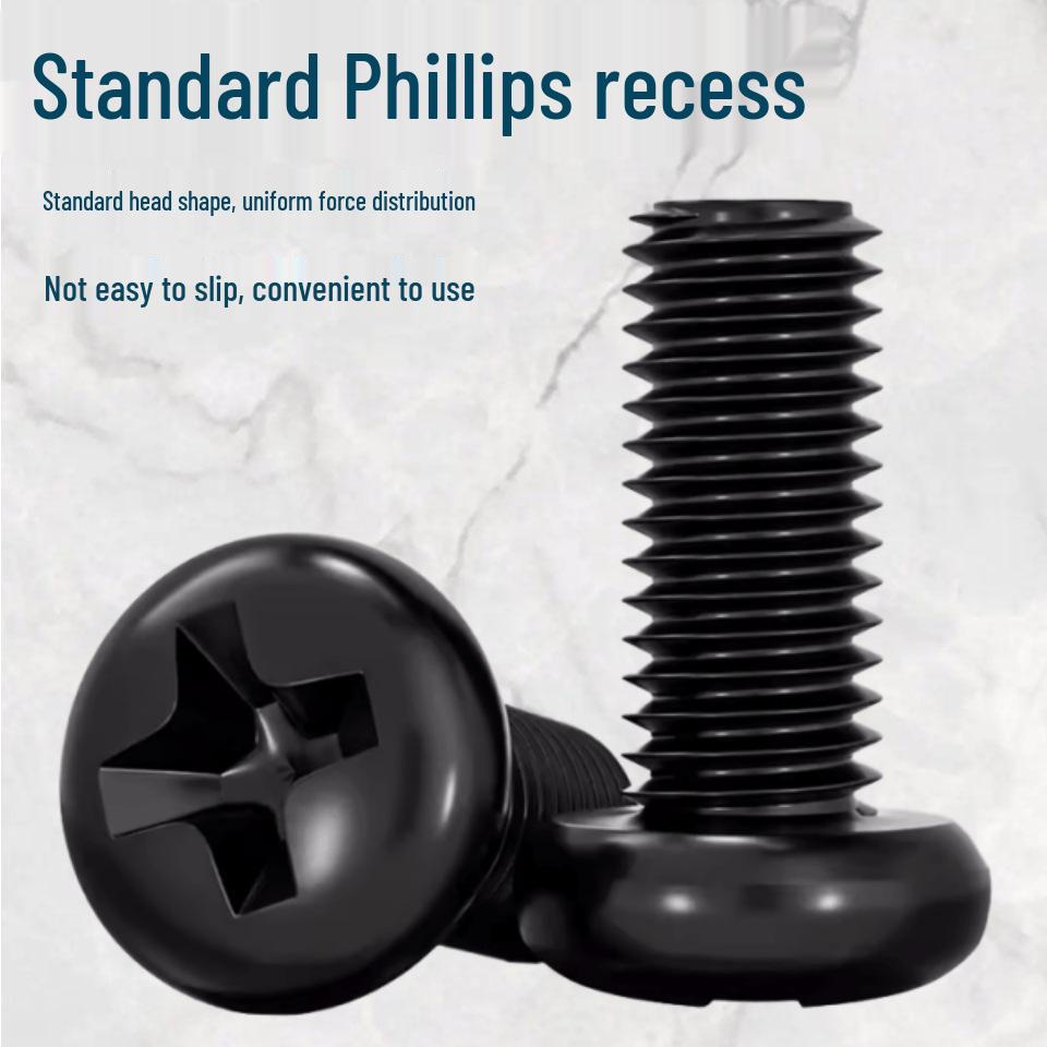 Black Plated Cross Pan Head Machine Screws for Electronics and Household Repair - Sizes M2 to M6