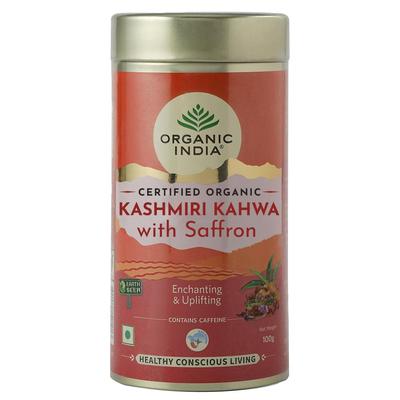 ORGANIC INDIA Kashmiri Kahwa Tea with Saffron 100 Gm Tin – Aromatic Indian Herbal Green Tea Blend for Relaxation