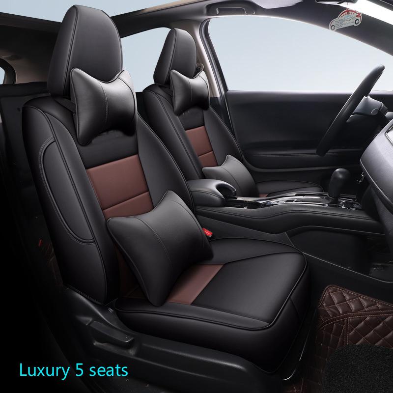 Luxury Styling Car Seat Cover For Honda Vezel HRV XRV 2014-2019 Embroidered Badge Waterproof Leather Auto internal Accessories