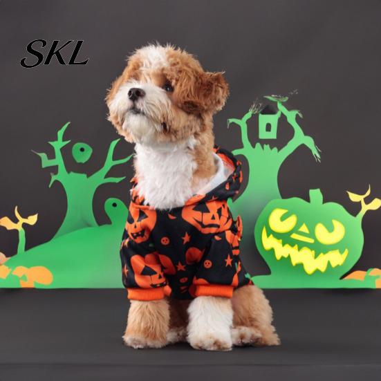 Star Pattern Pet Clothing Halloween Pumpkin Dog Hoodie, Sweatshirt Autumn Pullover, Pullover Hooded T-shirt for Small Medium Dogs Cats Hoodie