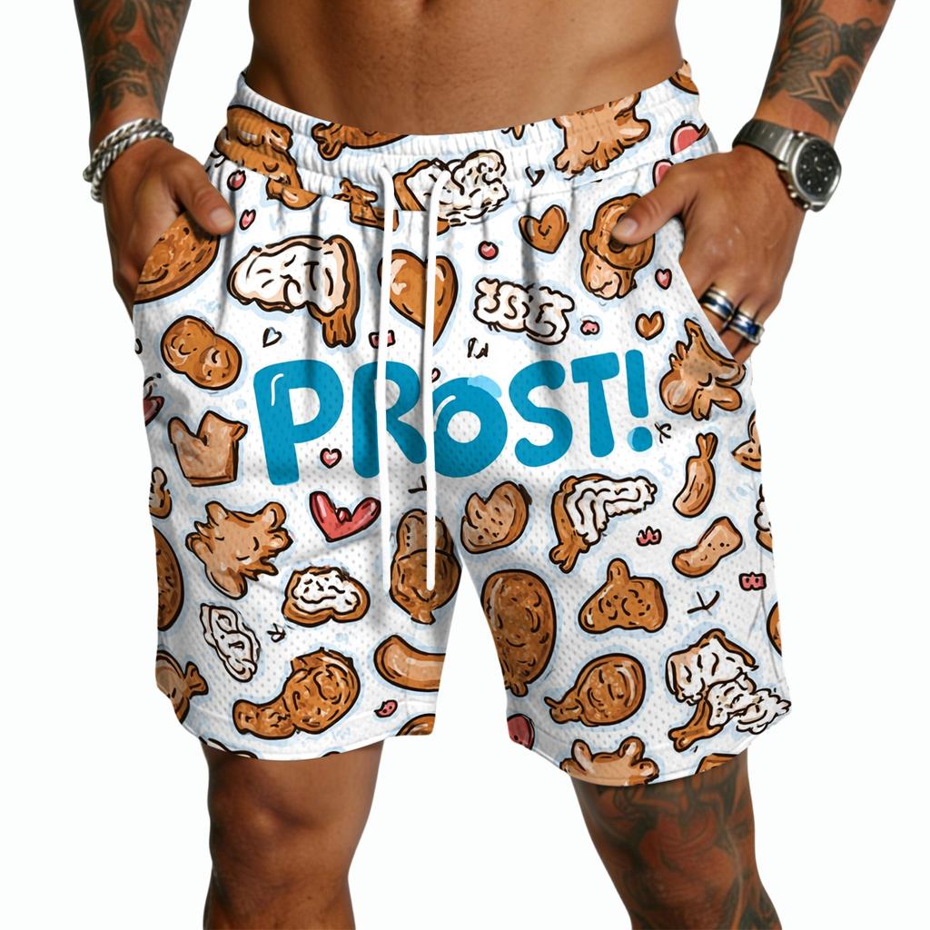 Herren Freizeitshorts mit Print und Kordelzug, Leicht, Schnelltrocknend, 5 Zoll Schrittlänge