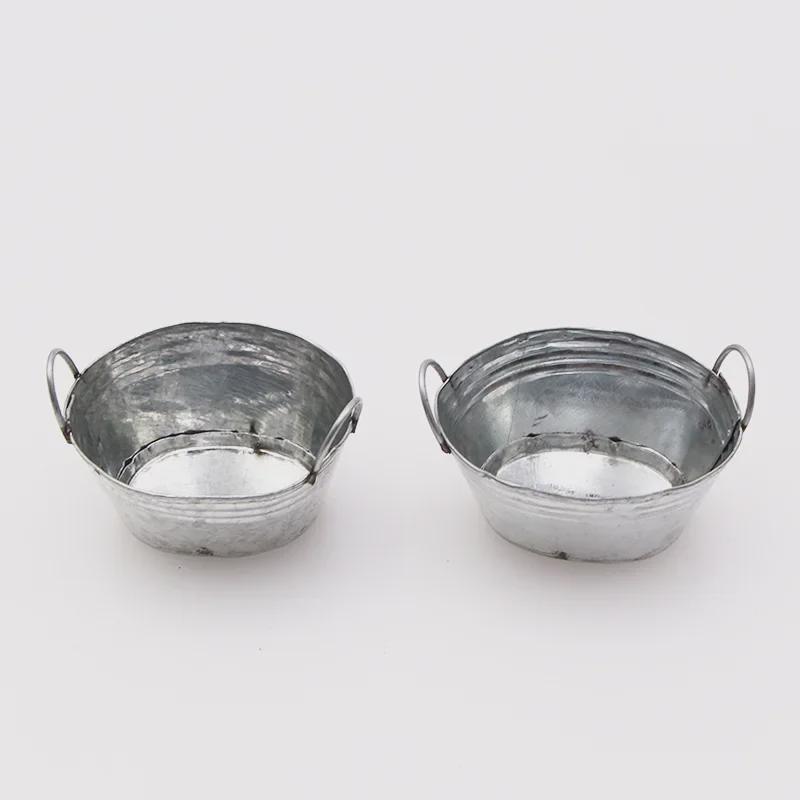 Dollhouse Mini Iron Bucket Laundry Basin Tinplate Plant Pot - Children's Portable Bucket