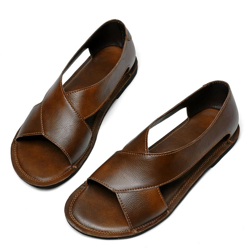 Fashion Summer Comfortable Beach Flats Brand Man Sandals Designer Fashion Men's Leather Casual Loafers Outdoor Non-slip Men Sandalias