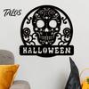 Decoração de Parede Interna para Casa Placa de Porta de Metal Caveira, Assustadora Gótica Cabeça de Esqueleto Pendurada Placa de Halloween Arte para Man Cave, Bar, Quarto, Garagem, Escritório,