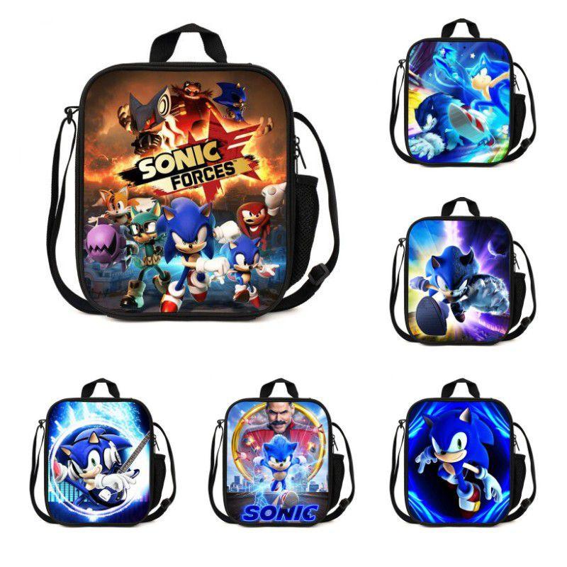 Sonic Hedgehog Lunch Box Bag Stylish Shoulder Bag For Kids Adults Large Capacity Travel Bag