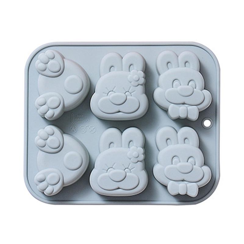 6 Cavity Rabbit Silicone Chocolate Mould Cake Decorating Baking Accessories 1 синий