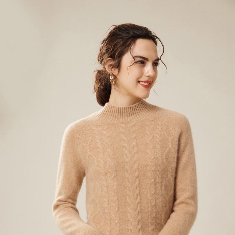 Fanzhen Women's 100% Cashmere High-Neck Sweater