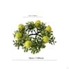 Artificial Lemon Candle Ring Leaves Wreath Ornament Indoor Pillars Holder Garland for