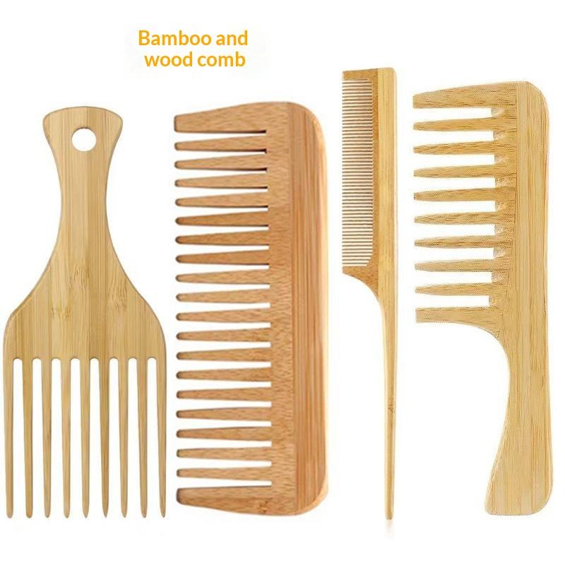 1/3/4Pcs Handmade Bamboo Anti-Static Combs Set Natural Bamboo Comb For Women Men Hair Beard Wood Combs For Teasing Strands