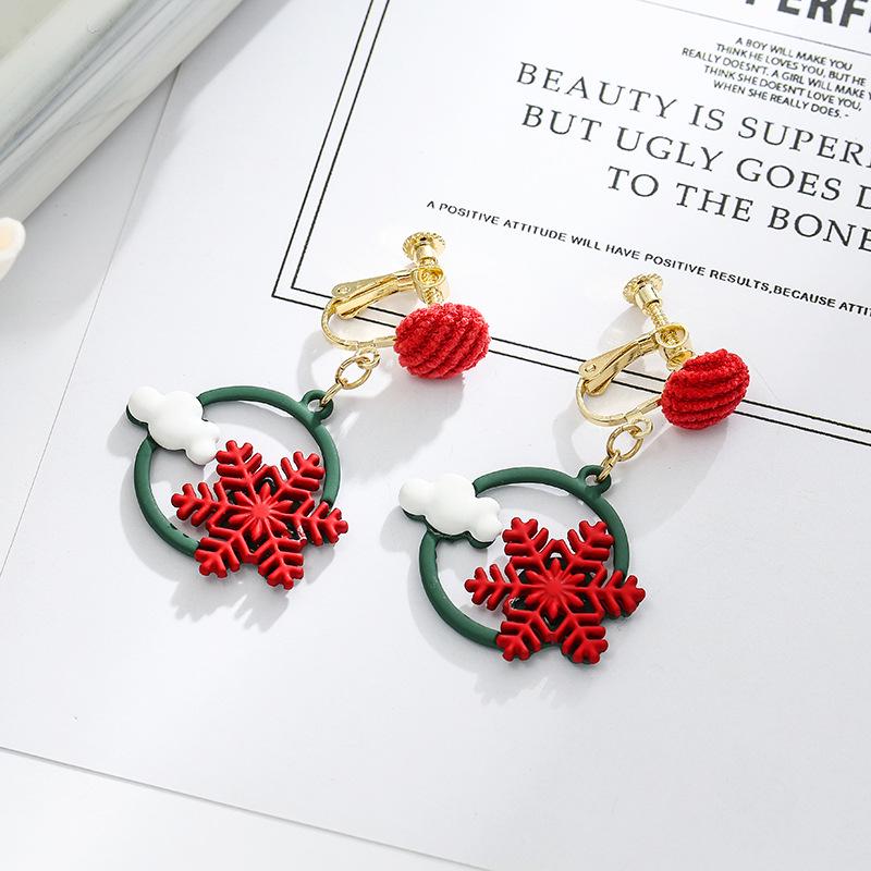 S925 Silbernadel Koreanischer Stil Schneeflocke Rot Ohrringe - Weihnachten & Neujahr Mode Ohrstecker für Frauen.