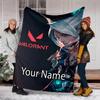 Custom Name Valorant Theme Printed Blanket - Perfect for Couch, Bed, Travel & Outdoor Use | Machine Washable, Cozy & Durable.