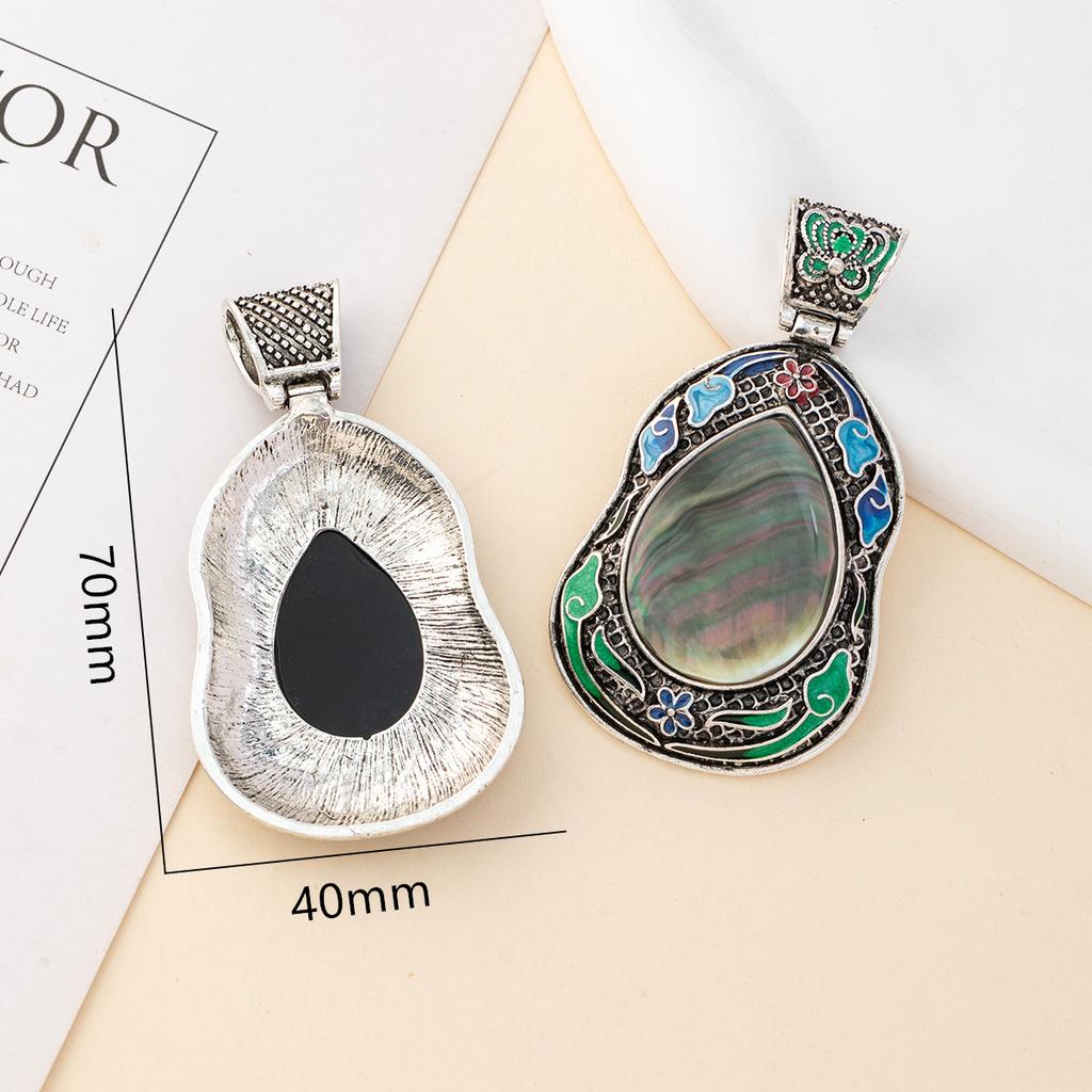 1Pc Vintage Bohemian Style Natural Shell Pendant, Unique Elegance Luxury Teardrop Shape Charms for DIY Christmas Women Necklace Accessories Crafts