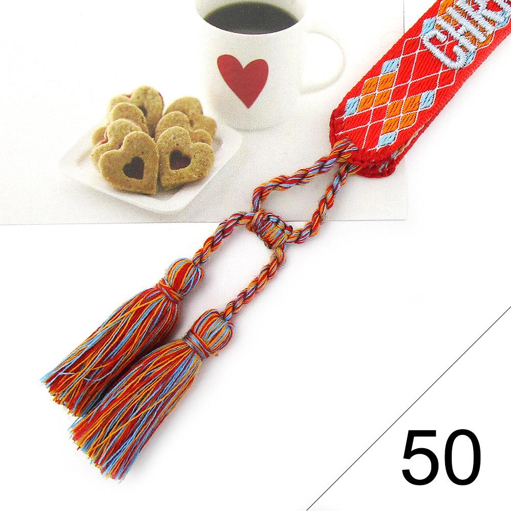 Custom Bohemian Embroidered Bracelet with Tassel and Woven Rope - Handmade Jewelry for Couples and Women