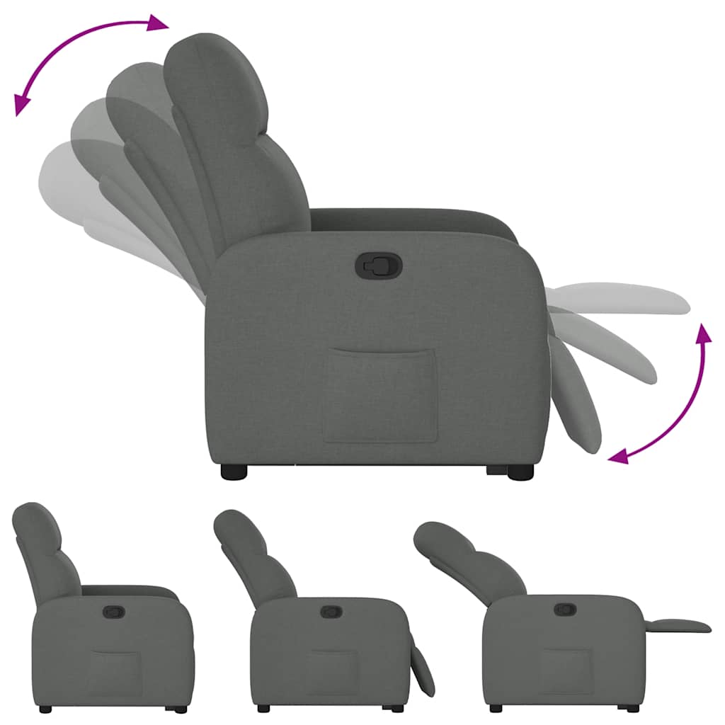 Vidaxl Lift and Tilt Recliner, Dark Grey, Fabric Upholstered