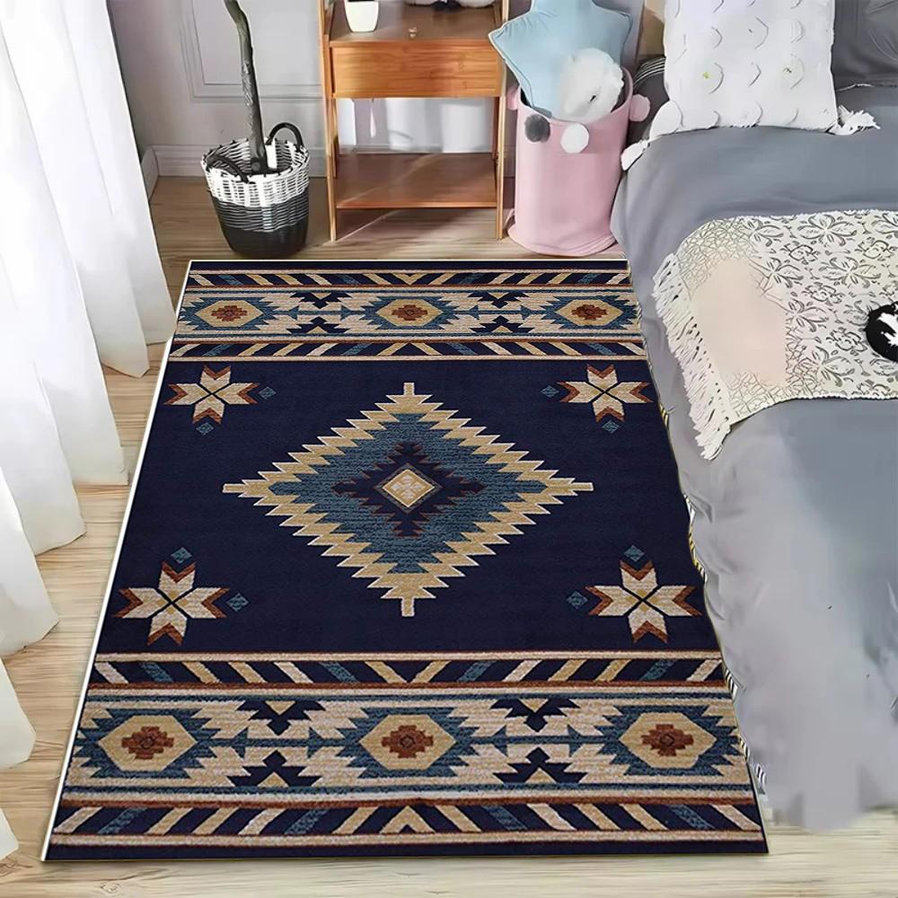 

Geometric Diamond Grid Printed Floor Mat Bohemian Ethnic Style Carpet Soft Floor Mat Living Room Entrance Carpet 40x60cm