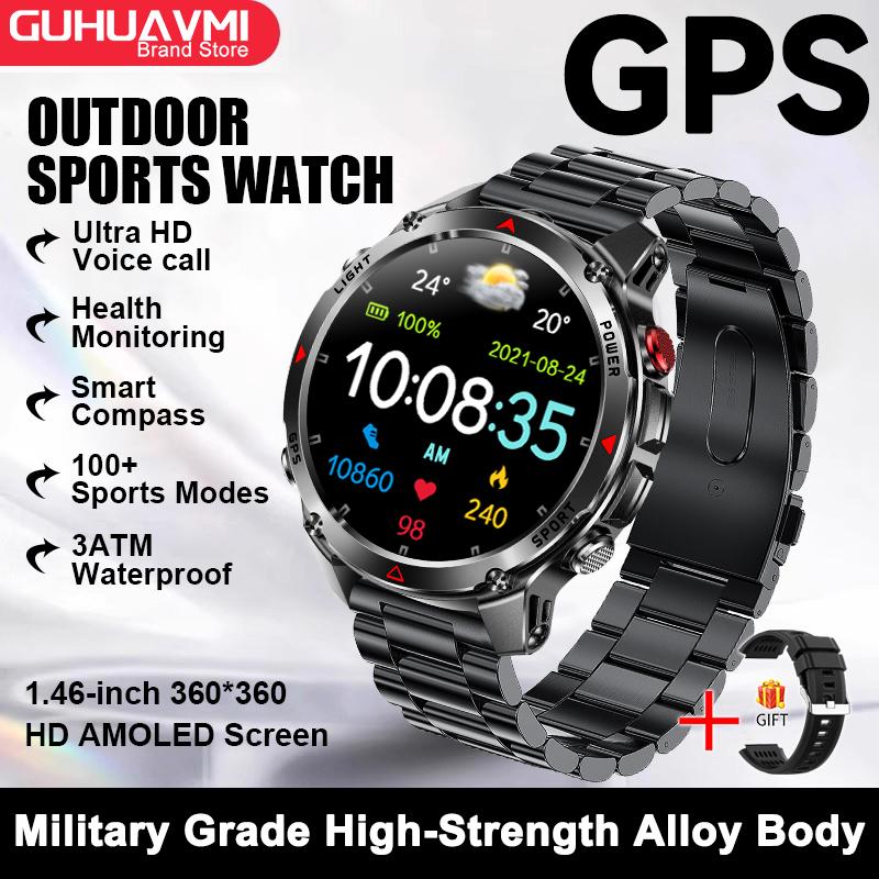 New Military Outdoors BT Call Smart Watch Built-in GPS Compass Barometric Altimeter 10ATM Waterproof Sports Smartwatche Men