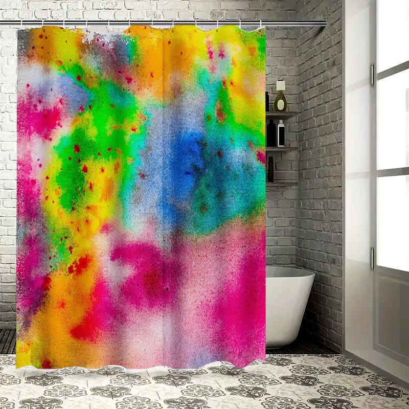 

Watercolor Shower Curtain Rainbow Bath Decoration For Kids Bathroom Decor, Polyester Water Resistant Fabric With Hooks (180X245C W60H190(CM)-1 Pcs
