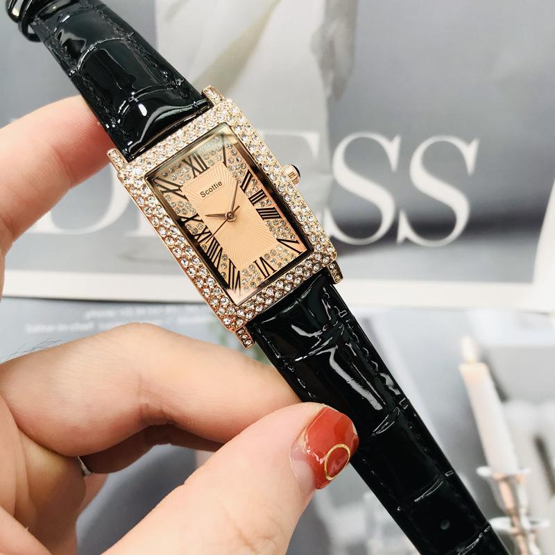 Rectangle Gypsy Star Diamond Watch Women'S Leather High-End Delicate Women'S Watch