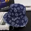 Cappello da Pescatore a Secchiello Floreale Cartoon alla Moda Ricamo Traspirante Cappello da Sole Casual da Pesca