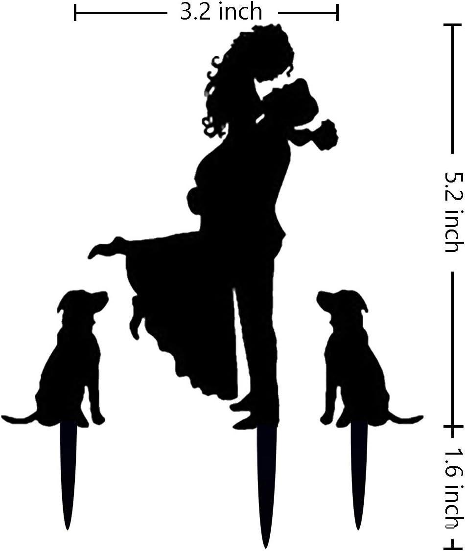 Acrylic Wedding Cake Topper: Couple with Puppy - Elegant Cake Decoration чёрный