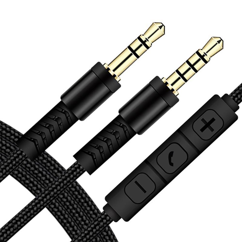 1.2 M Audio Cable 3.5 Mm Mobile Phone Connection Headphone Cable Speaker Cable Male To Male With Microphone Control Tuning Cable