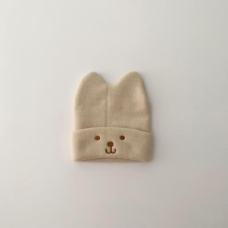 

Дитяча шапочка-біні з милим мультфільмом, осінь, зима, тепла дитяча в’язана тюбетейка, суцільний колір, милі вушка, капелюшок для малюків бежевий