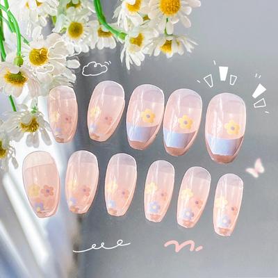 2025 Newest 24Pcs/Set Nail Art French Fake Nails Set With Glue Abs Plastic - Simple Short Nail Stickers