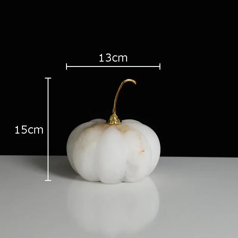 

White Marble Pumpkin Gold-plated Marble Crafts Desk Decoration Ornaments Simulated Pumpkin Sculpture Artwork Modern Home Decor