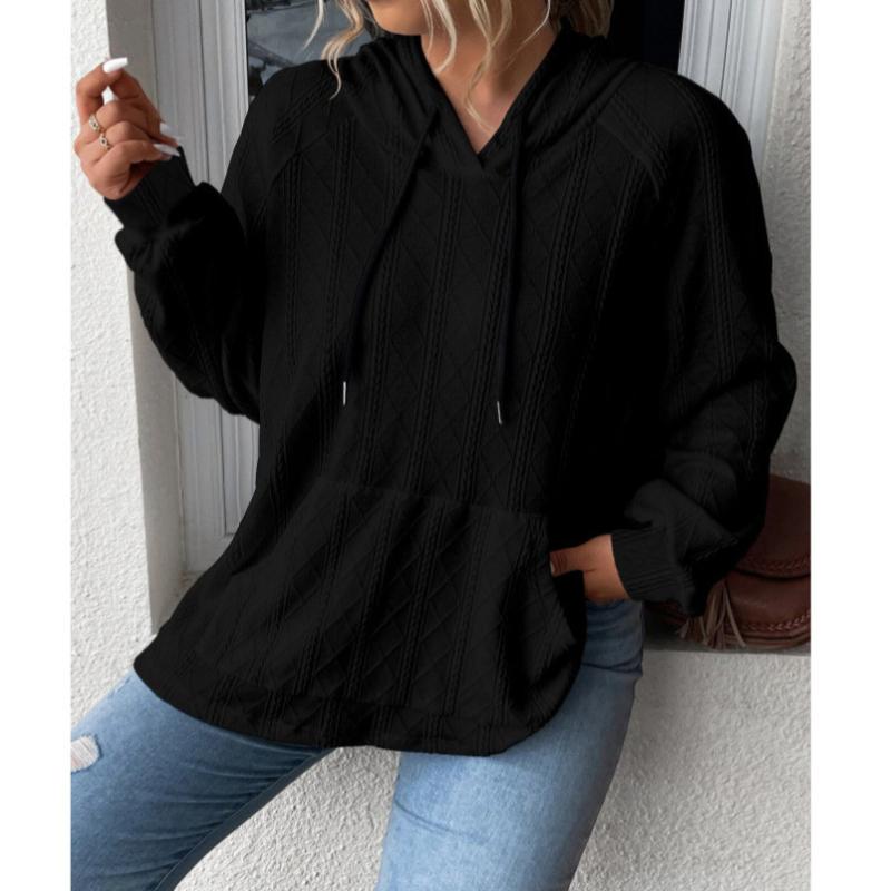 2025 Autumn New Style, Women's Casual Hoodie, Jacquard, Plus Size, Loose Fit, Hooded Hoodie, Autumn and Winter Interior, Simple Design