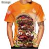 Summer Round Neck Hamburger Pattern 3D Print Top Fashionable Casual Short Sleeved Men's T-shirts