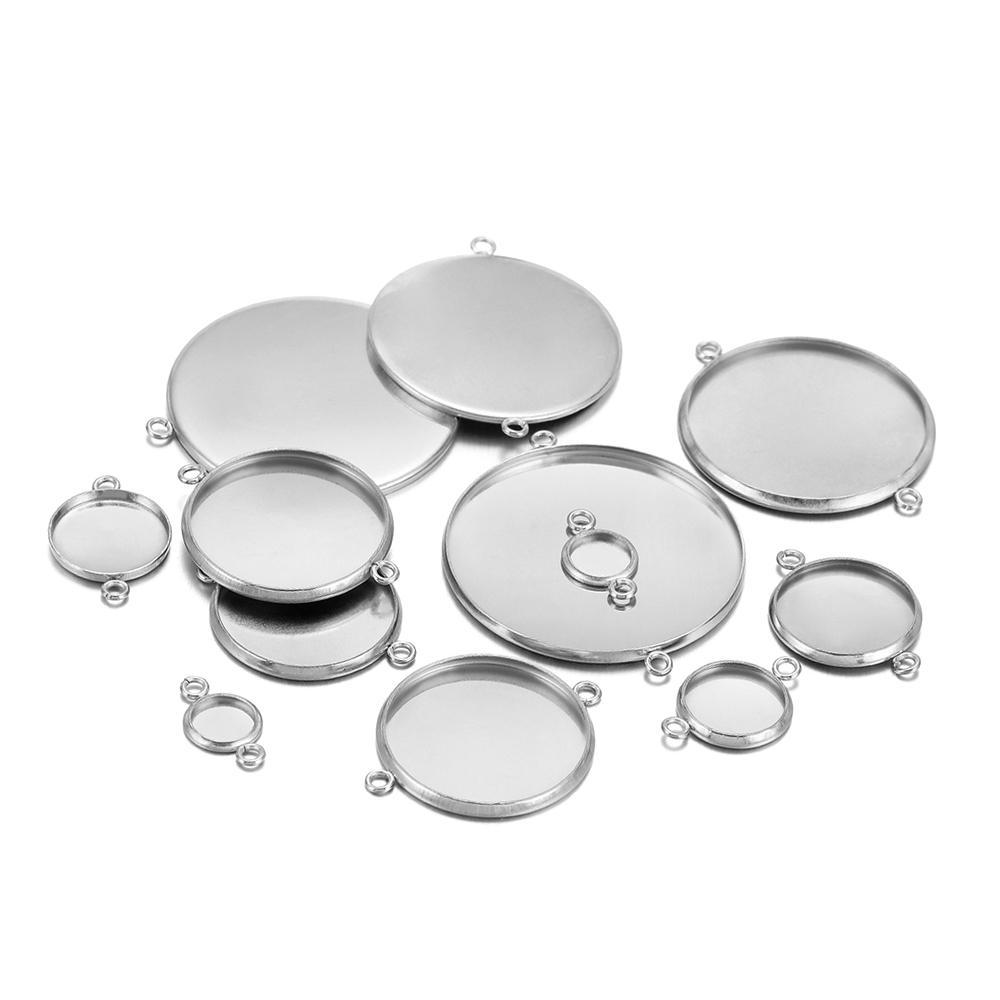 10 pièces Acier Inoxydable 6-30mm Base Cabochon Camée Couleur Dorée Plateau Rond Vide pour Collier Bracelet Fabrication de Bijoux Apprêts DIY