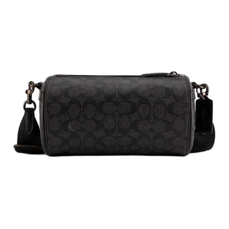 Coach Men's Gray Barrel 22 Monogram Print Removable Adjustable Shoulder Strap Crossbody Bag Small Bags Charcoal- Cah94-Chr