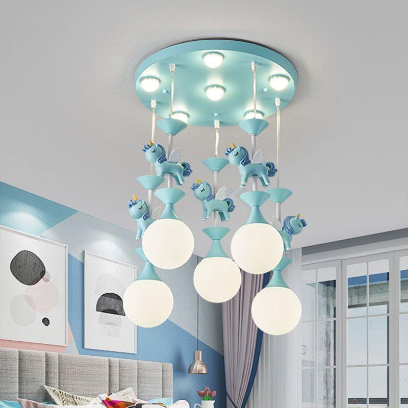 Children's Carousel LED Penadant Chandeliers for Princess Room Bedroom Living Room Hanging Lighting Decor Art Ceiling Lamps