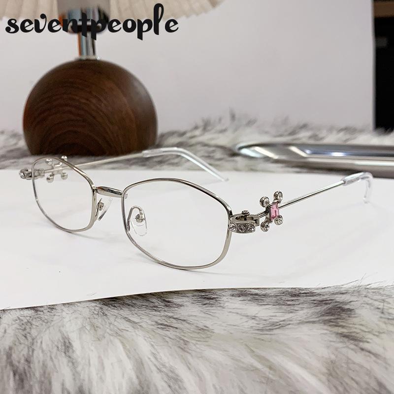 Small Frame Rhinestone Polygon Sunglasses Women  Luxury Brand Fashion Y2K Punk Metal Sun Glasses Retro Prescription Eyewear