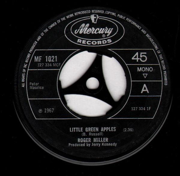 

7inch Record ROGER MILLER Little Green Apples MF1021 Mercury 1968 UK Pop Used