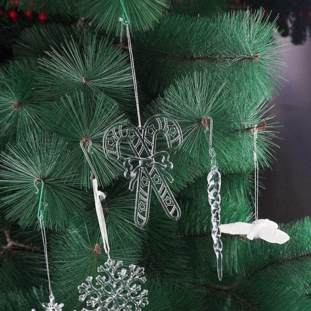 Green Transparent Christmas Ornament S-shaped Hanging Hook for Tree Decoration