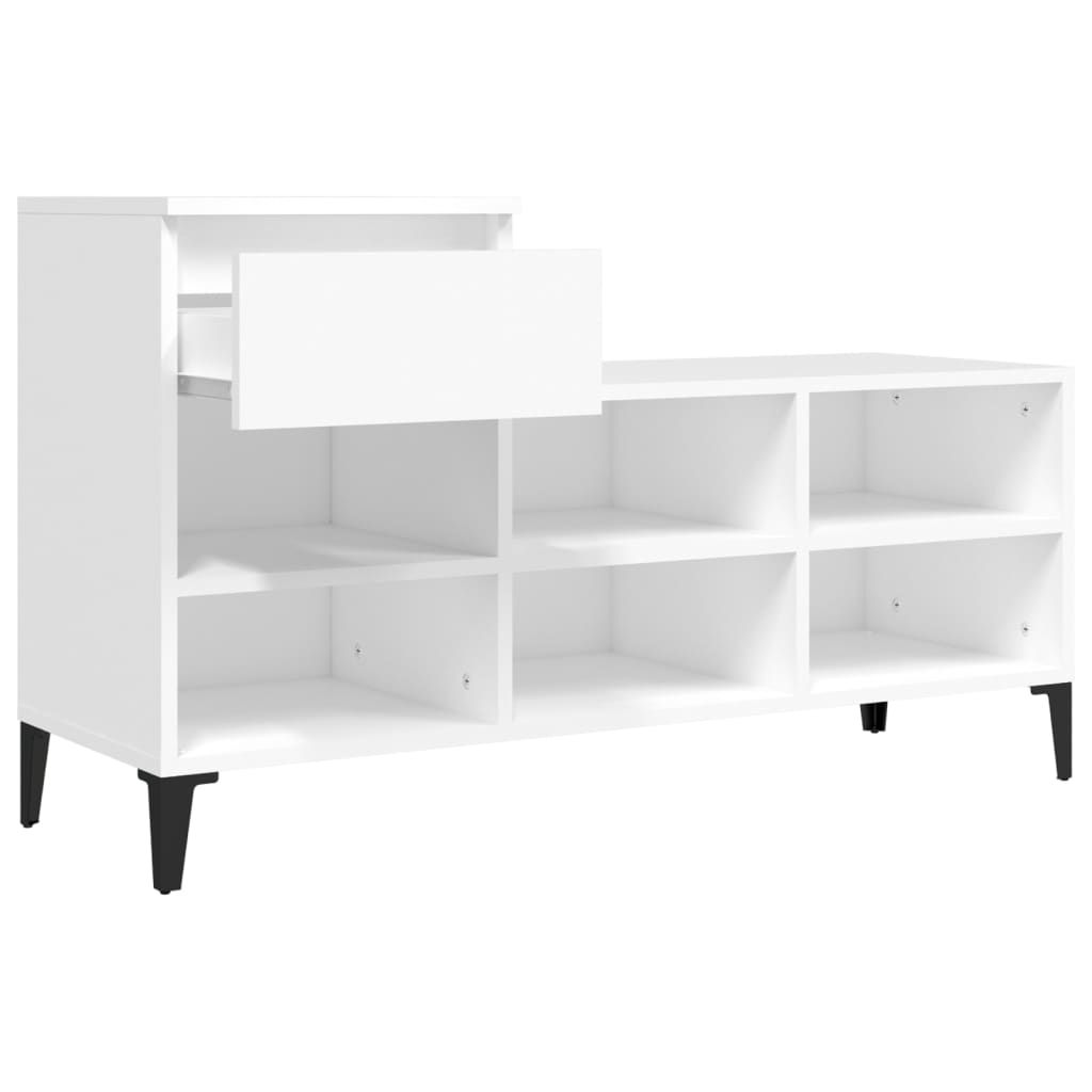 Vidaxl Shoe Rack, White, 102X36X60 Cm, Wood-Based Material