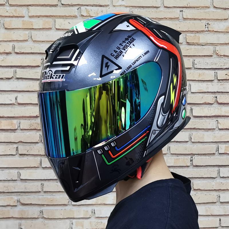 Handsome Four Seasons Universal Full Face Helmet Built-in Small Lens Motorcycle Personality Helmet